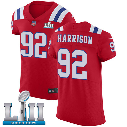 Nike Patriots #92 James Harrison Red Alternate Super Bowl LII Men's Stitched NFL Vapor Untouchable Elite Jersey